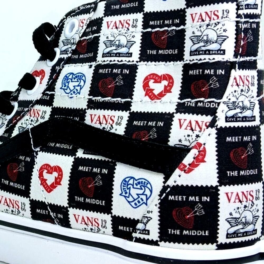 Vans SK8 Womens New w/Tags Hi Top Love Letters Black White Sneakers - Size 10 - Picture 4 of 8